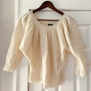 Moda International Cream Kid‎ Mohair Blend Sweater Size Large EUC